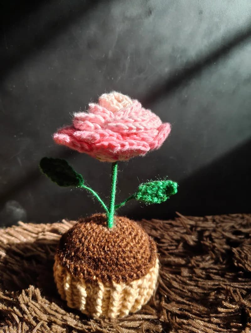Crochet Rose pot 