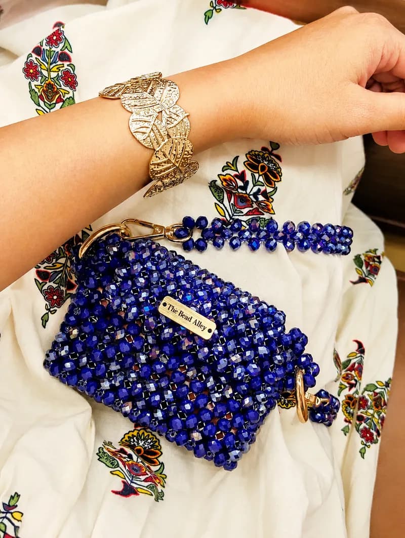 Crystal Beaded Purple Purse